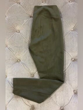White House Black Market Vegan Suede Olive Green High-Waist Leggings Size 12